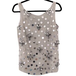 Milly of New York Mirrored Sequin Silk Sleeveless Top
